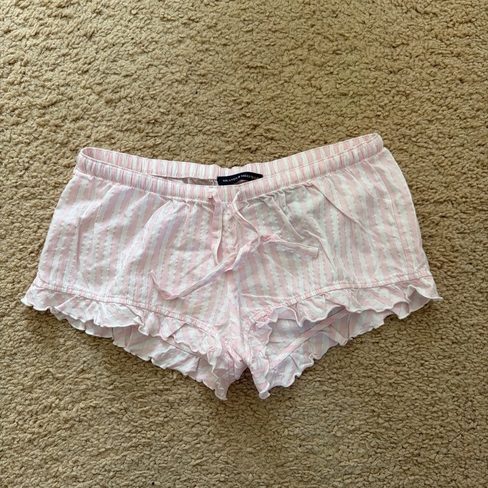 Brandy melville pink striped poppy shorts